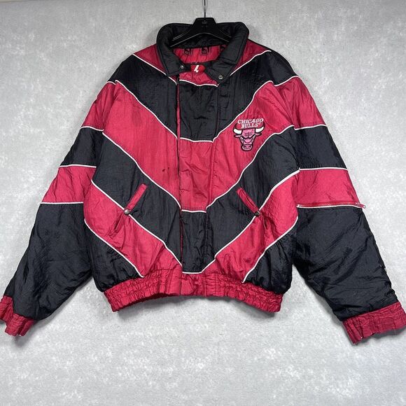 Vintage Pro Player Jacket X-Large Black Red Daniel Young Chicago Bulls Full Zip